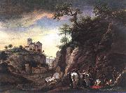 WOUWERMAN, Philips Rocky Landscape with resting Travellers qr oil painting reproduction